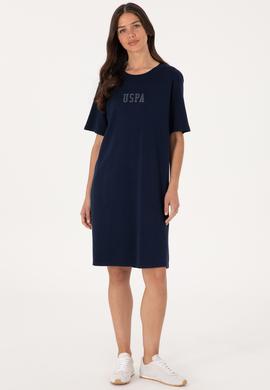 Kadın Lacivert Bisiklet Yaka Mini Boy Örme Elbise - 50306431005