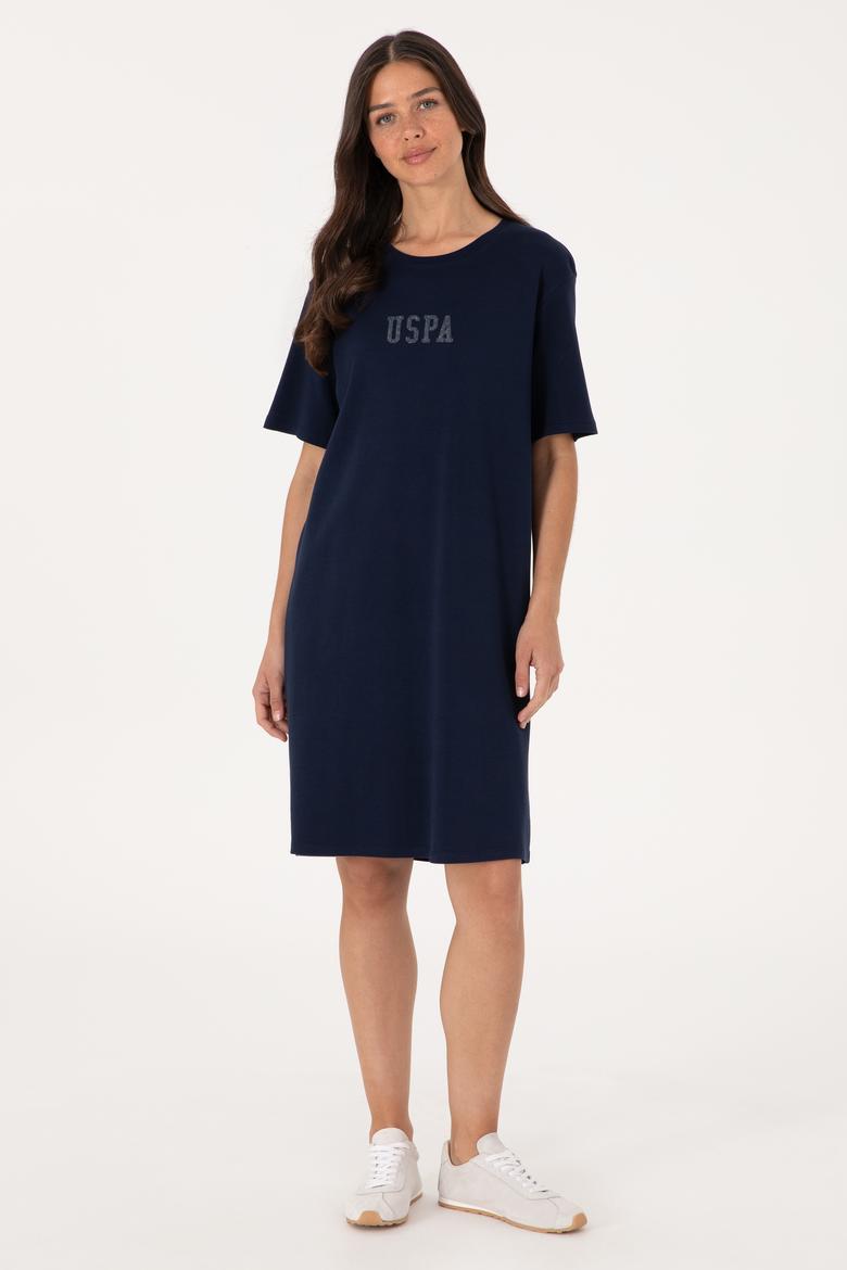 Kadın Lacivert Bisiklet Yaka Mini Boy Örme Elbise