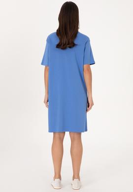 Kadın İndigo Bisiklet Yaka Mini Boy Örme Elbise - 50306431047