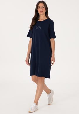 Kadın Lacivert Bisiklet Yaka Mini Boy Örme Elbise - 50306431005