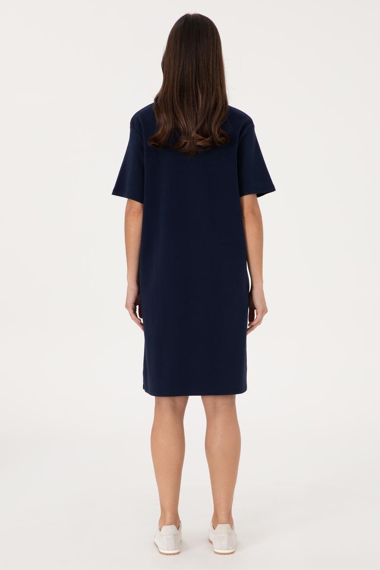 Kadın Lacivert Bisiklet Yaka Mini Boy Örme Elbise - 50306431005