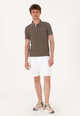 Erkek Slim Fit Polo Yaka Vizon Basic Tişört - 50310669056