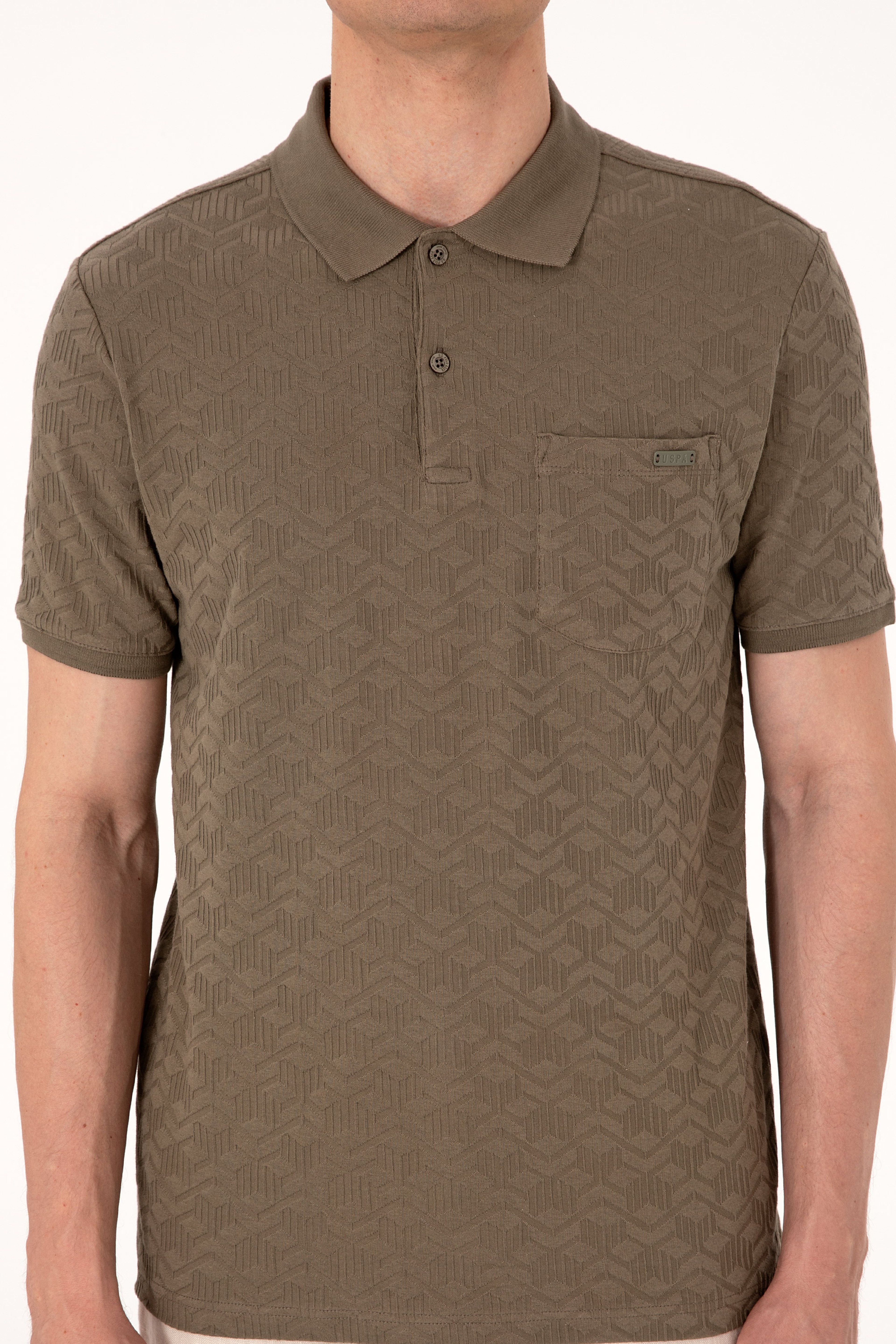 Erkek Regular Fit Polo Yaka Vizon Dokulu Tişört - Image 6