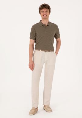 Erkek Regular Fit Polo Yaka Vizon Dokulu Tişört - 50299570027