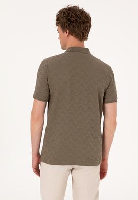 Erkek Regular Fit Polo Yaka Vizon Dokulu Tişört - 50299570027