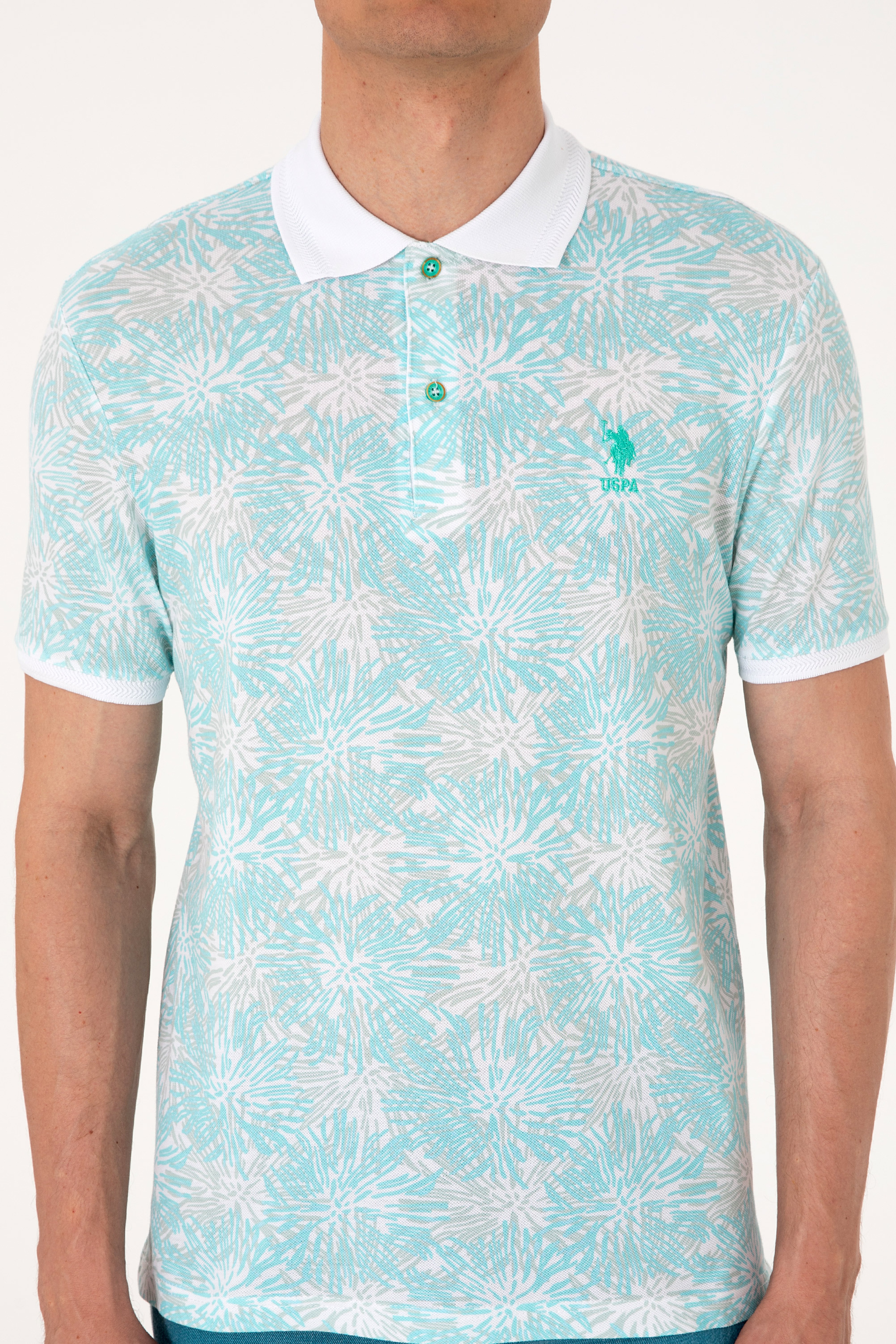 Erkek Regular Fit Polo Yaka Mint Tişört - Image 6