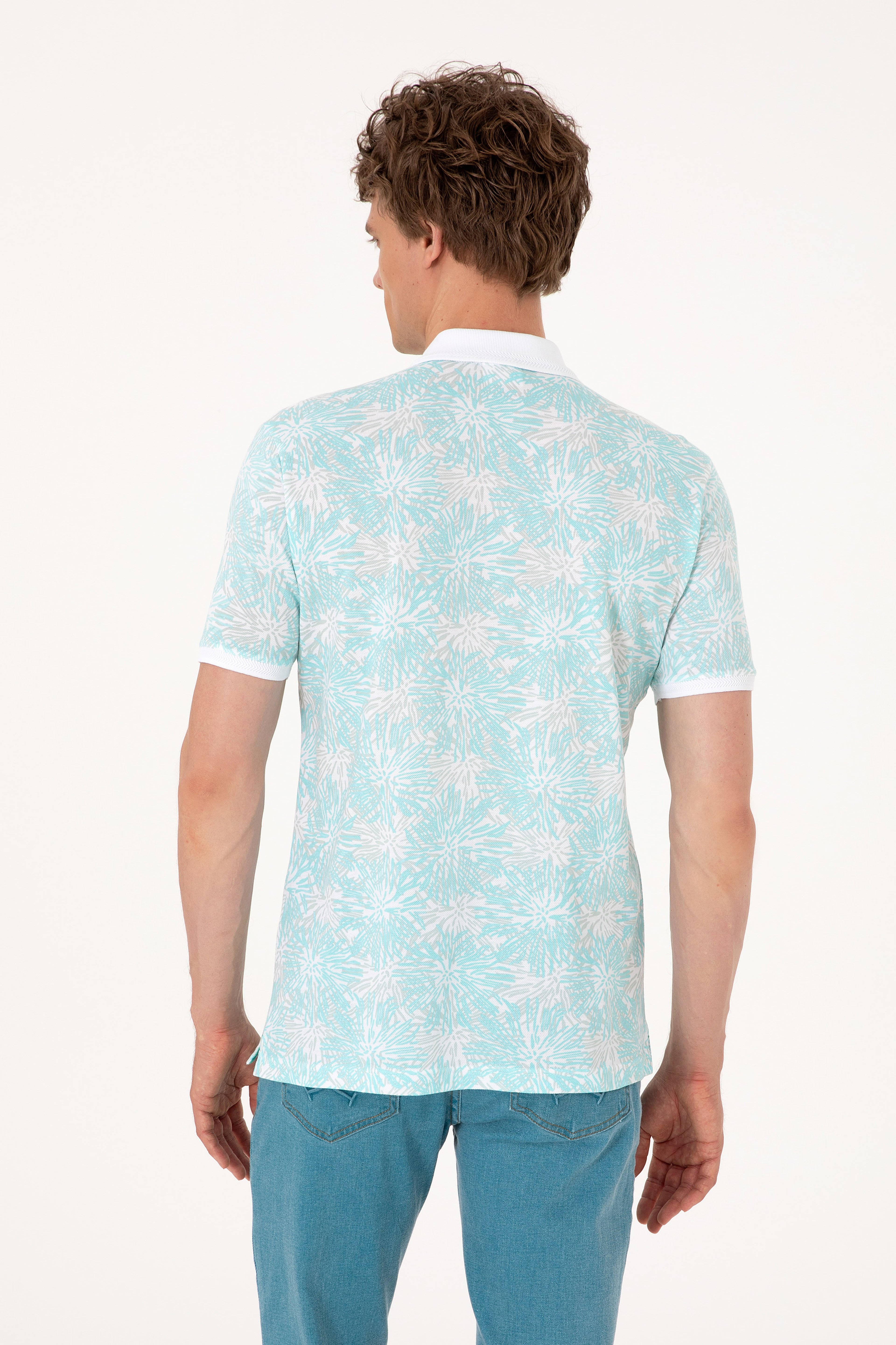 Erkek Regular Fit Polo Yaka Mint Tişört - Image 5