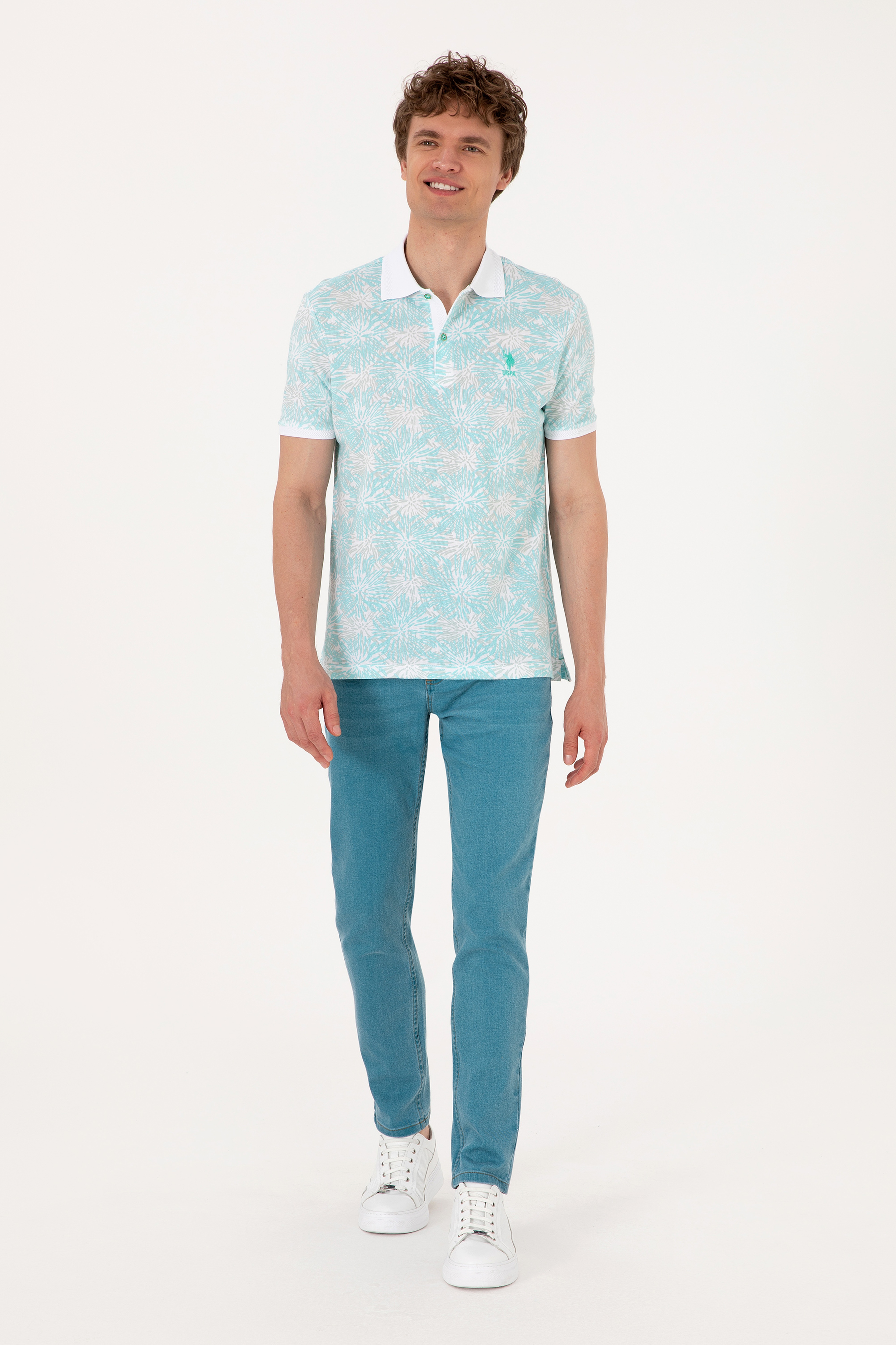 Erkek Regular Fit Polo Yaka Mint Tişört