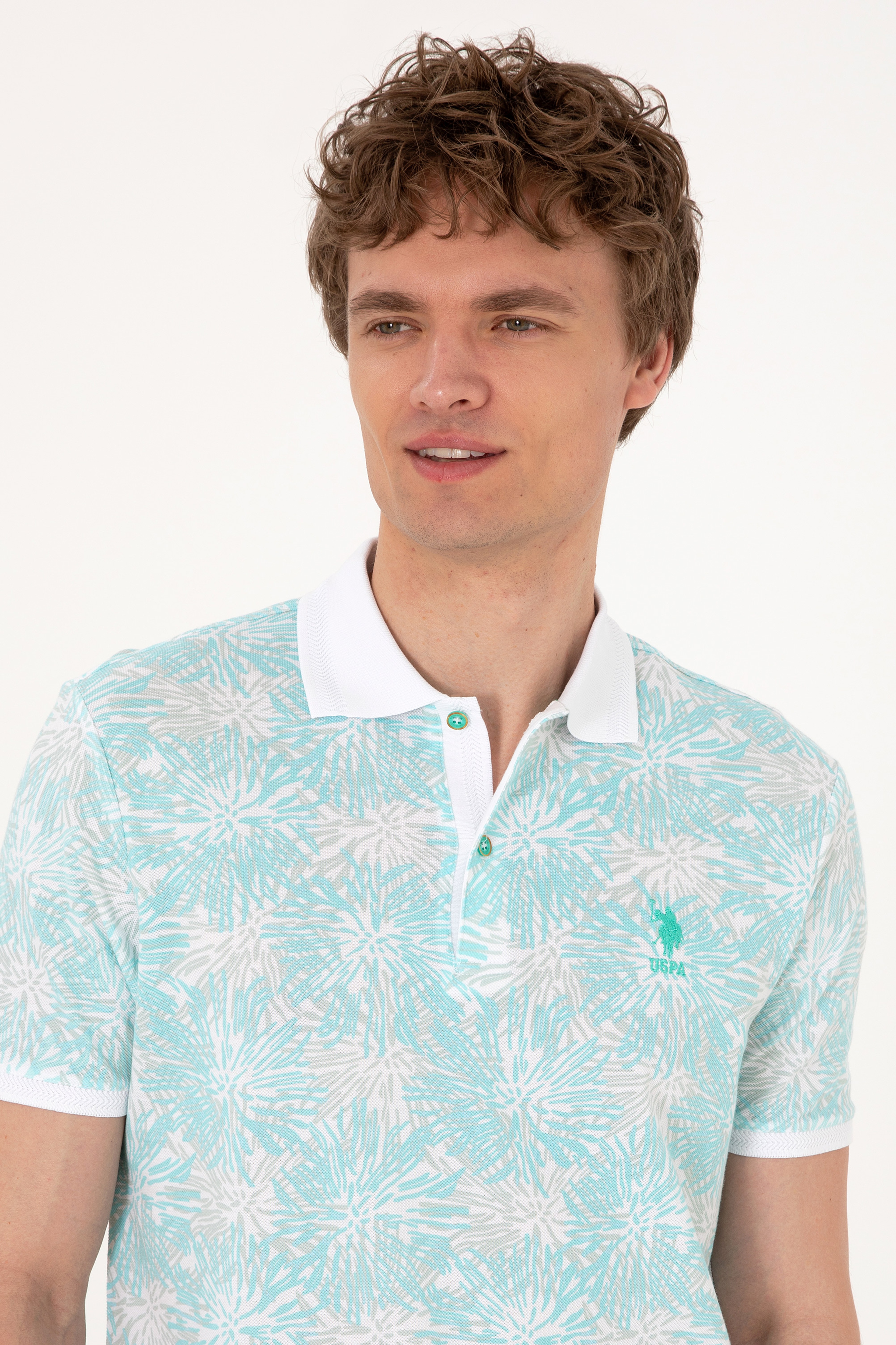 Erkek Regular Fit Polo Yaka Mint Tişört - Image 2