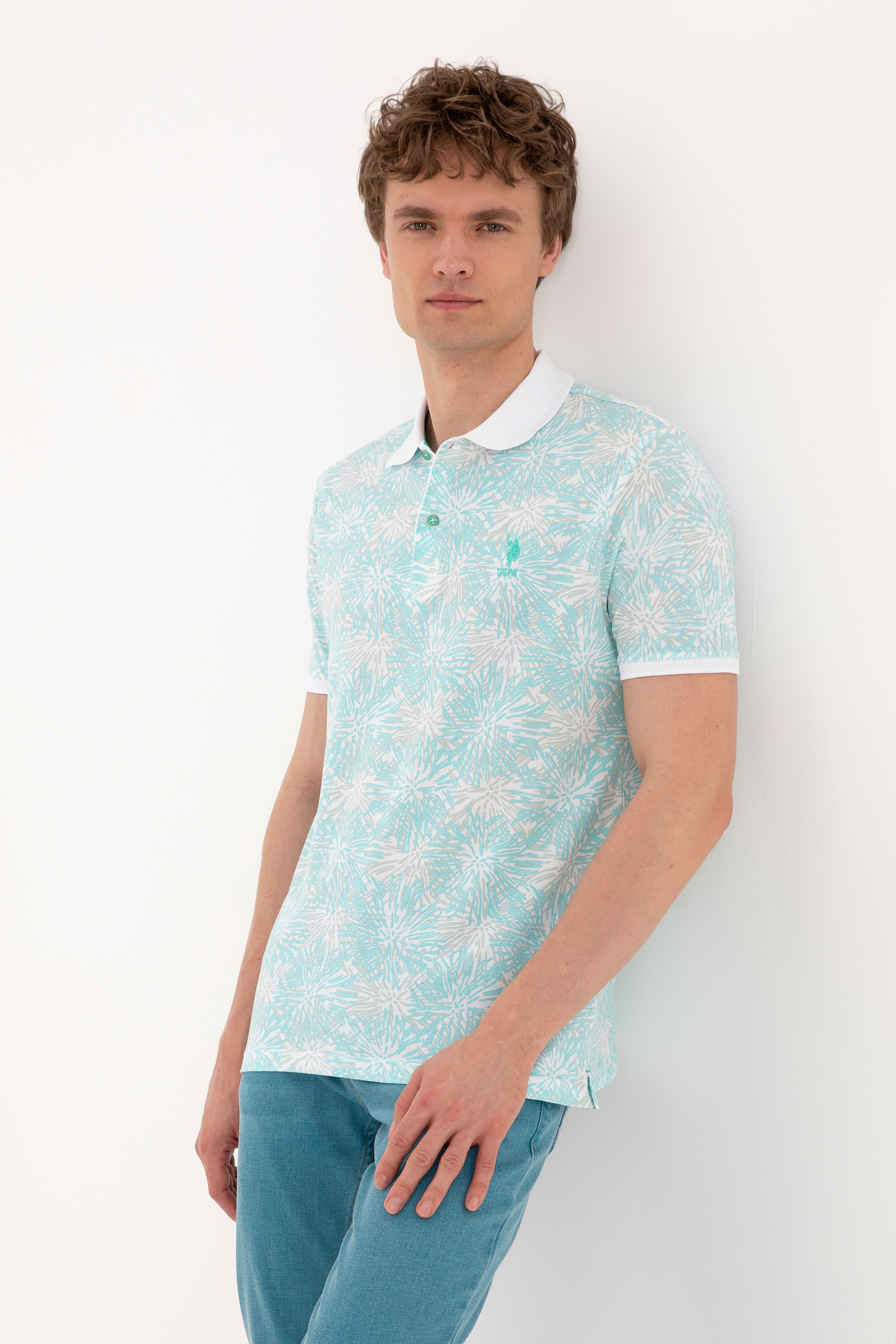 Erkek Regular Fit Polo Yaka Mint Tişört