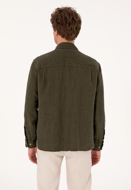 Erkek Koyu Haki Uzun Kollu Gömlek - 50300596005