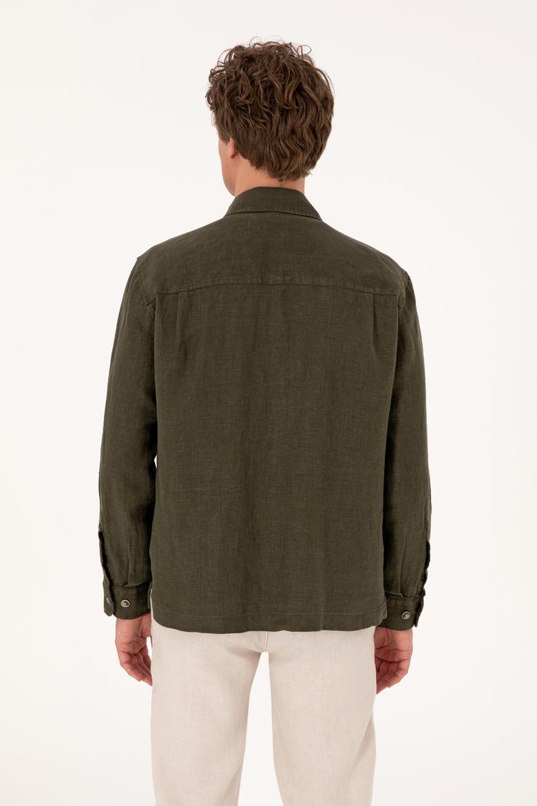 Erkek Koyu Haki Uzun Kollu Gömlek - 50300596005