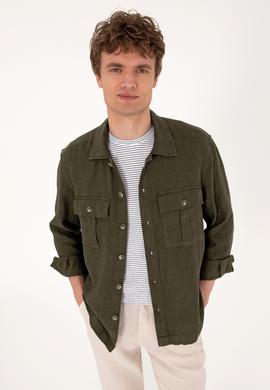 Erkek Koyu Haki Uzun Kollu Gömlek - 50300596005