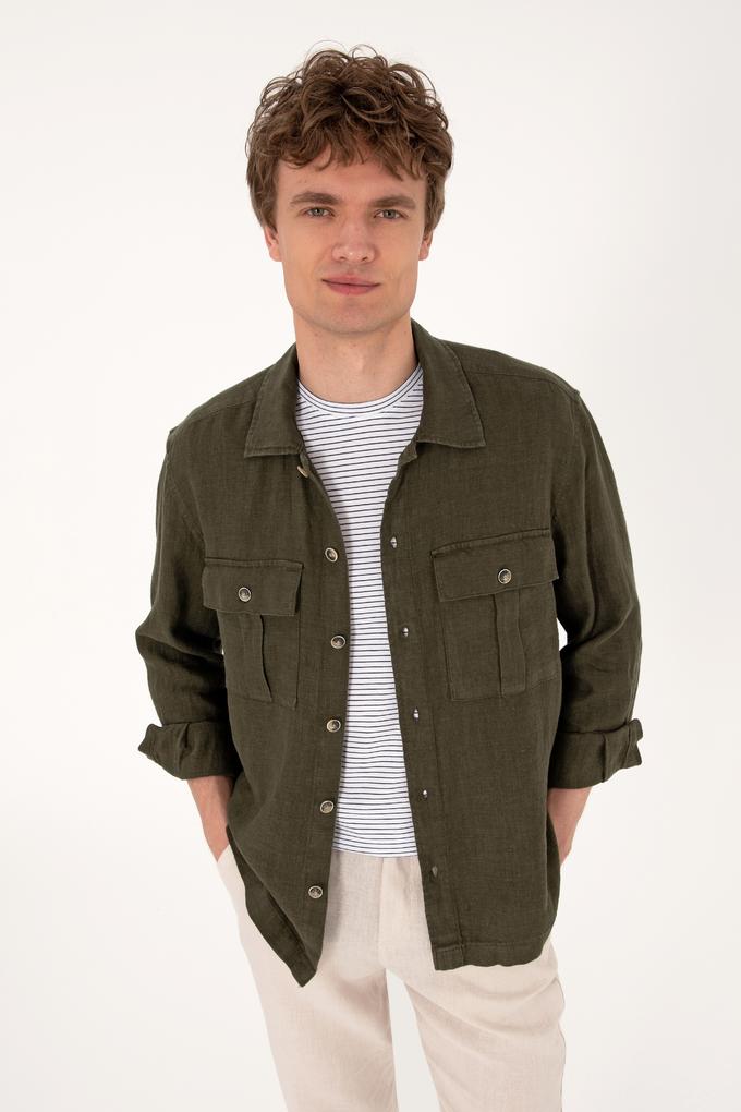Erkek Koyu Haki Uzun Kollu Gömlek