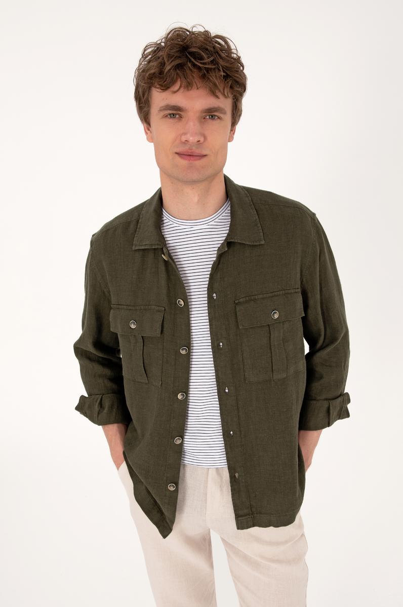 Erkek Koyu Haki Uzun Kollu Gömlek