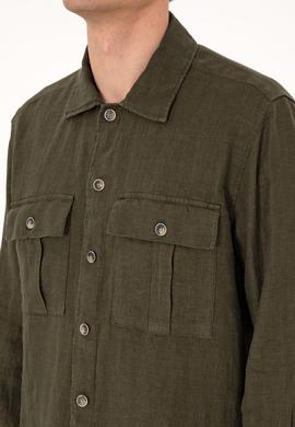 Erkek Koyu Haki Uzun Kollu Gömlek - 50300596005