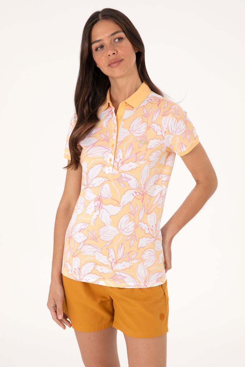 Kadın Turuncu Desenli Polo Yaka Tişört - 50300770012