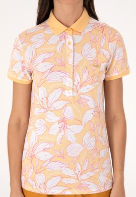 Kadın Turuncu Desenli Polo Yaka Tişört - 50300770012