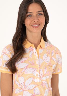 Kadın Turuncu Desenli Polo Yaka Tişört - 50300770012