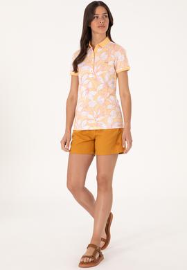 Kadın Turuncu Desenli Polo Yaka Tişört - 50300770012