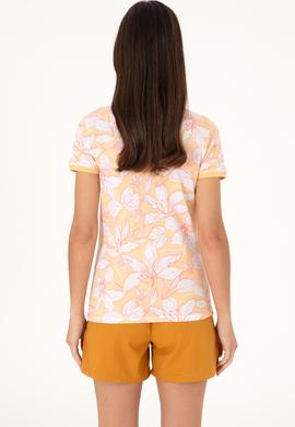 Kadın Turuncu Desenli Polo Yaka Tişört - 50300770012