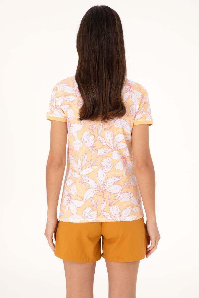 Kadın Turuncu Desenli Polo Yaka Tişört - 50300770012