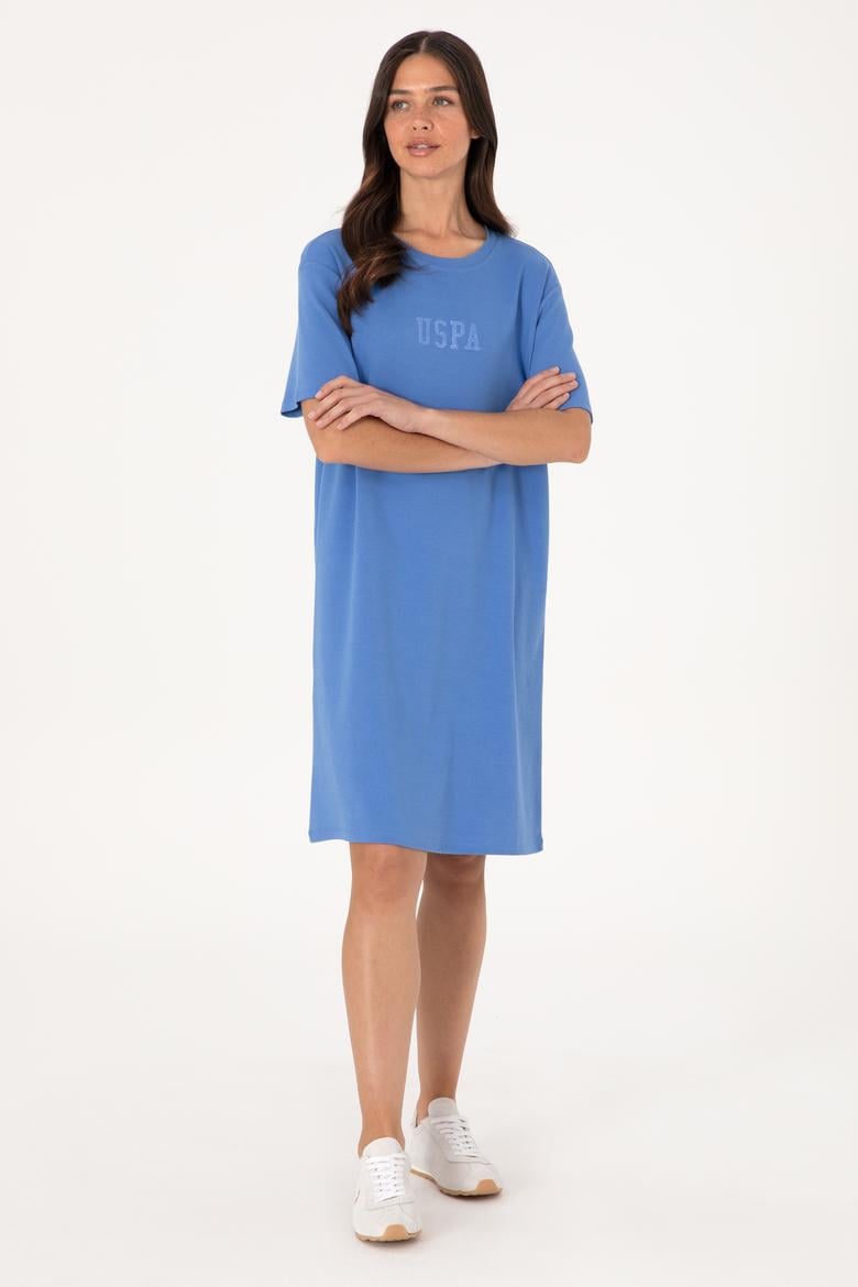 Kadın İndigo Bisiklet Yaka Mini Boy Örme Elbise - 50306431047