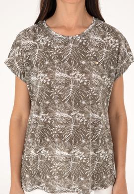 Kadın Vizon Desenli Bisiklet Yaka Tişört - 50305761027