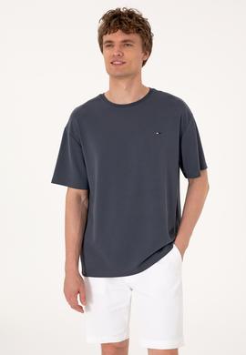 Erkek Comfort Fit Bisiklet Yaka Antrasit Tişört - 50307322071