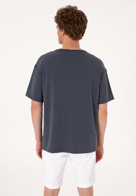 Erkek Comfort Fit Bisiklet Yaka Antrasit Tişört - 50307322071