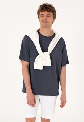 Erkek Comfort Fit Bisiklet Yaka Antrasit Tişört - 50307322071