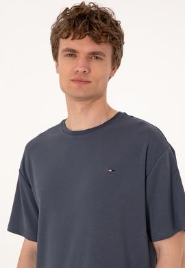 Erkek Comfort Fit Bisiklet Yaka Antrasit Tişört - 50307322071