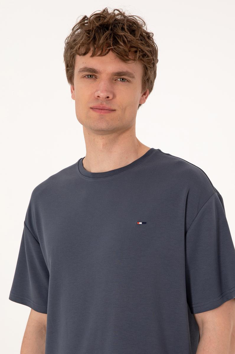 Erkek Comfort Fit Bisiklet Yaka Antrasit Tişört