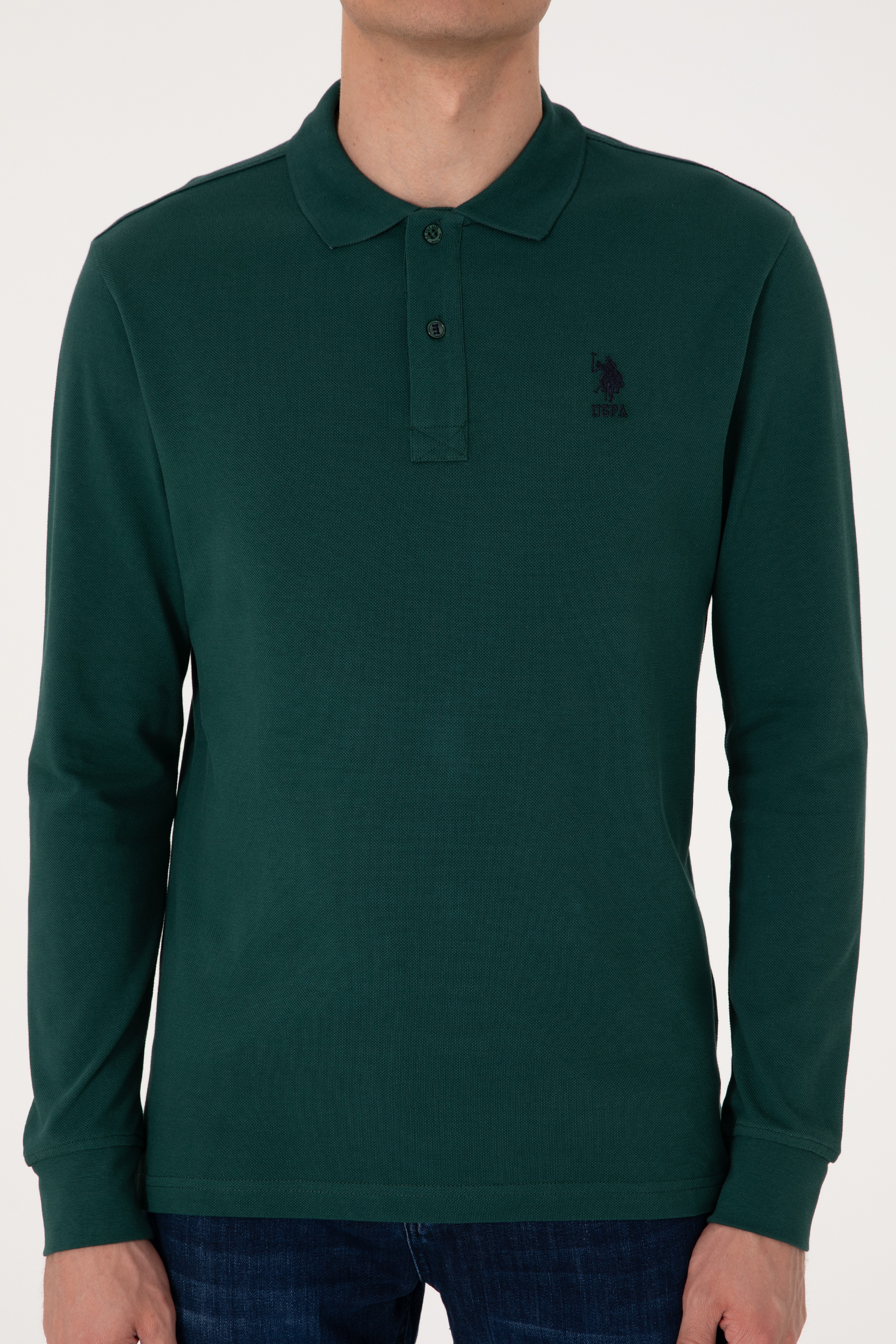 Erkek Koyu Yeşil Basic Sweatshirt