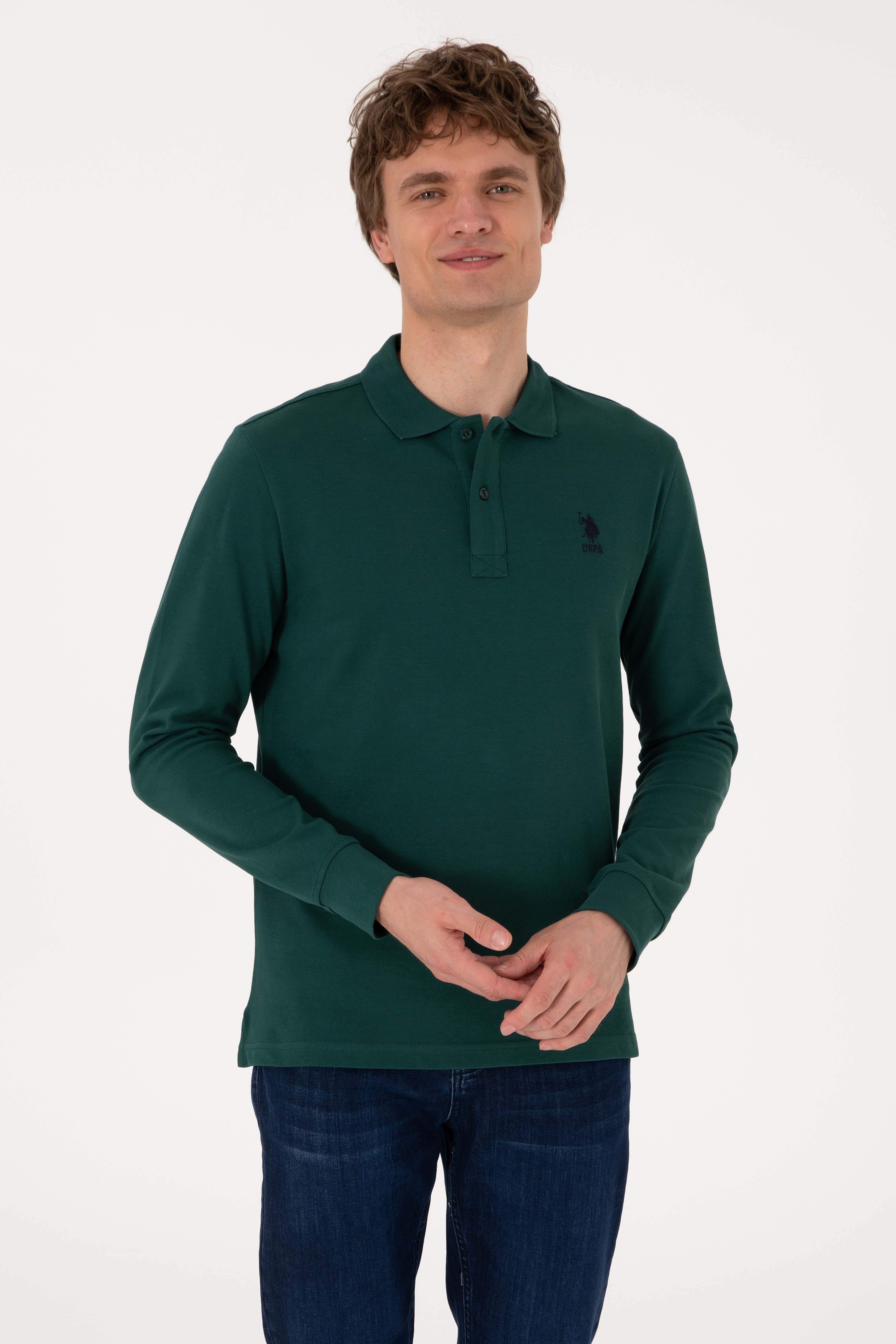 Erkek Koyu Yeşil Basic Sweatshirt - Image 3