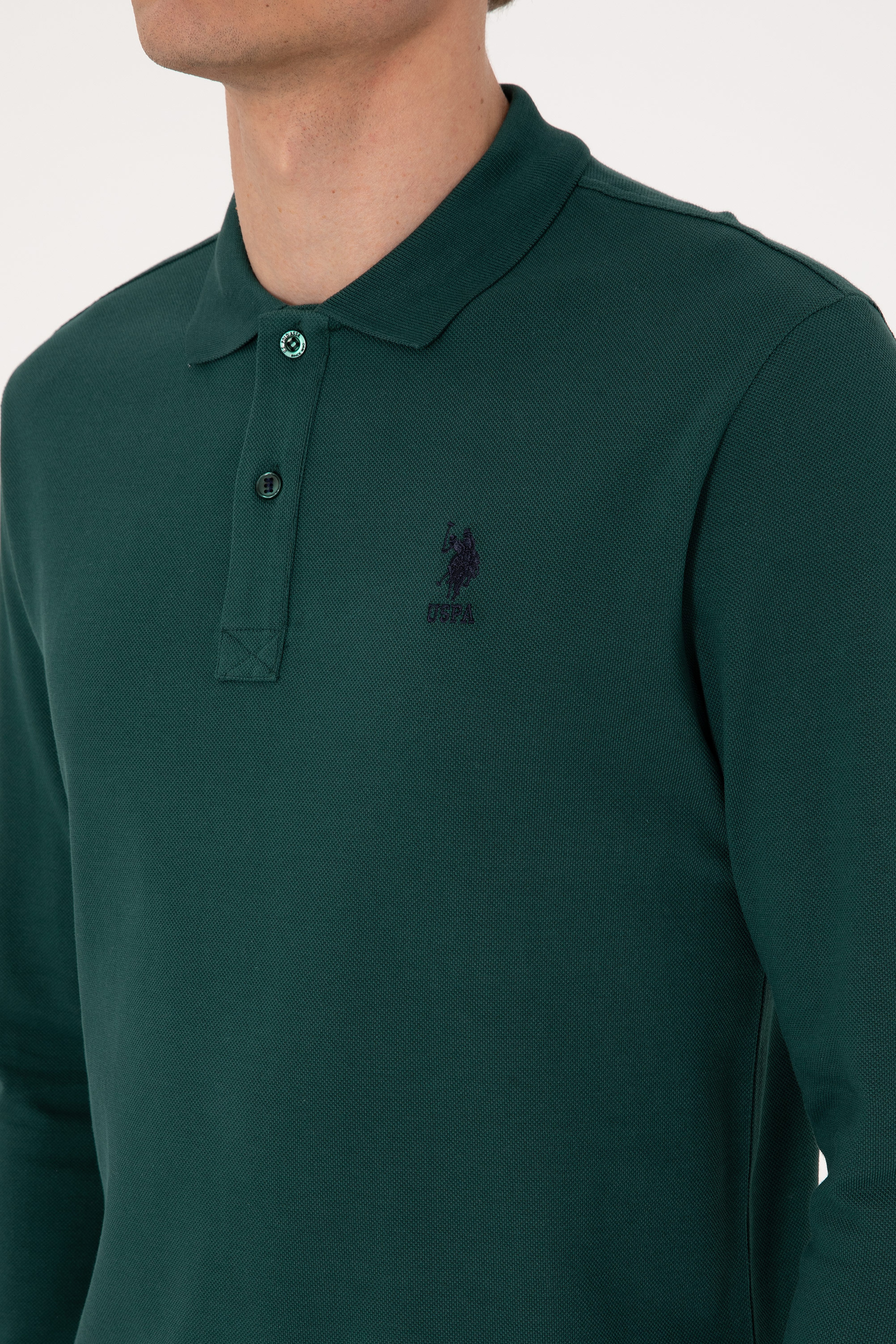Erkek Koyu Yeşil Basic Sweatshirt - Image 7