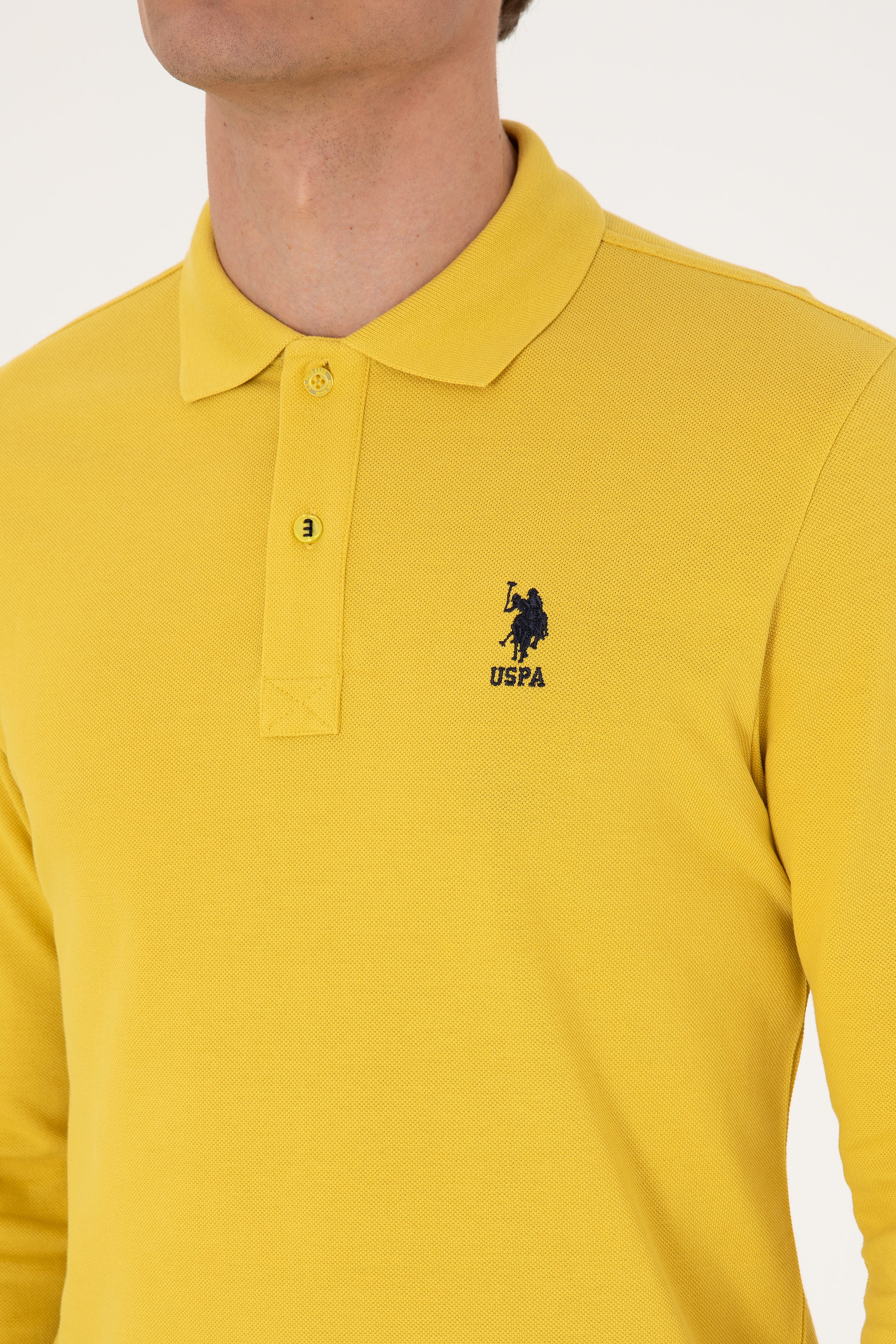 Erkek Sarı Basic Sweatshirt - Image 7