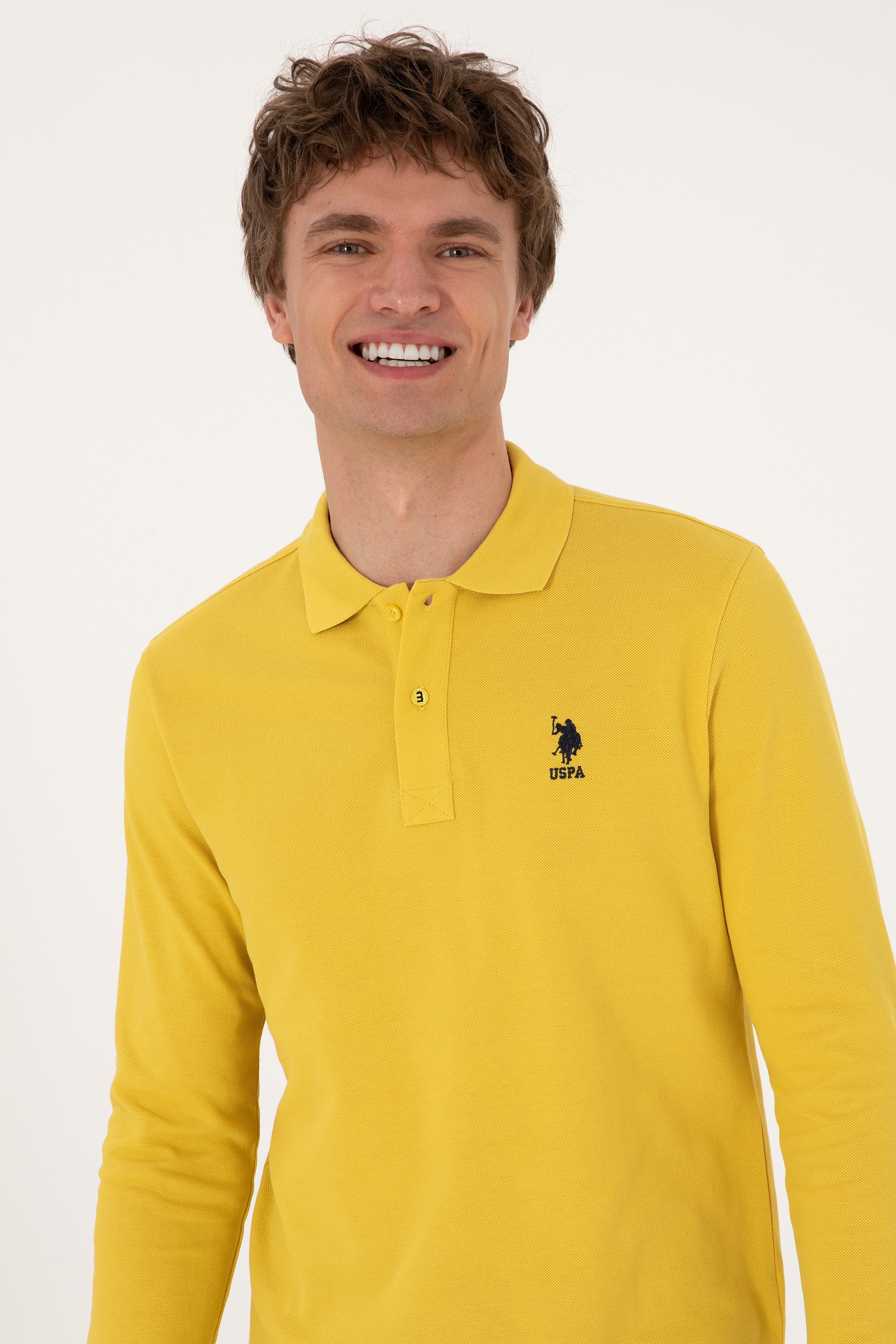 Erkek Sarı Basic Sweatshirt