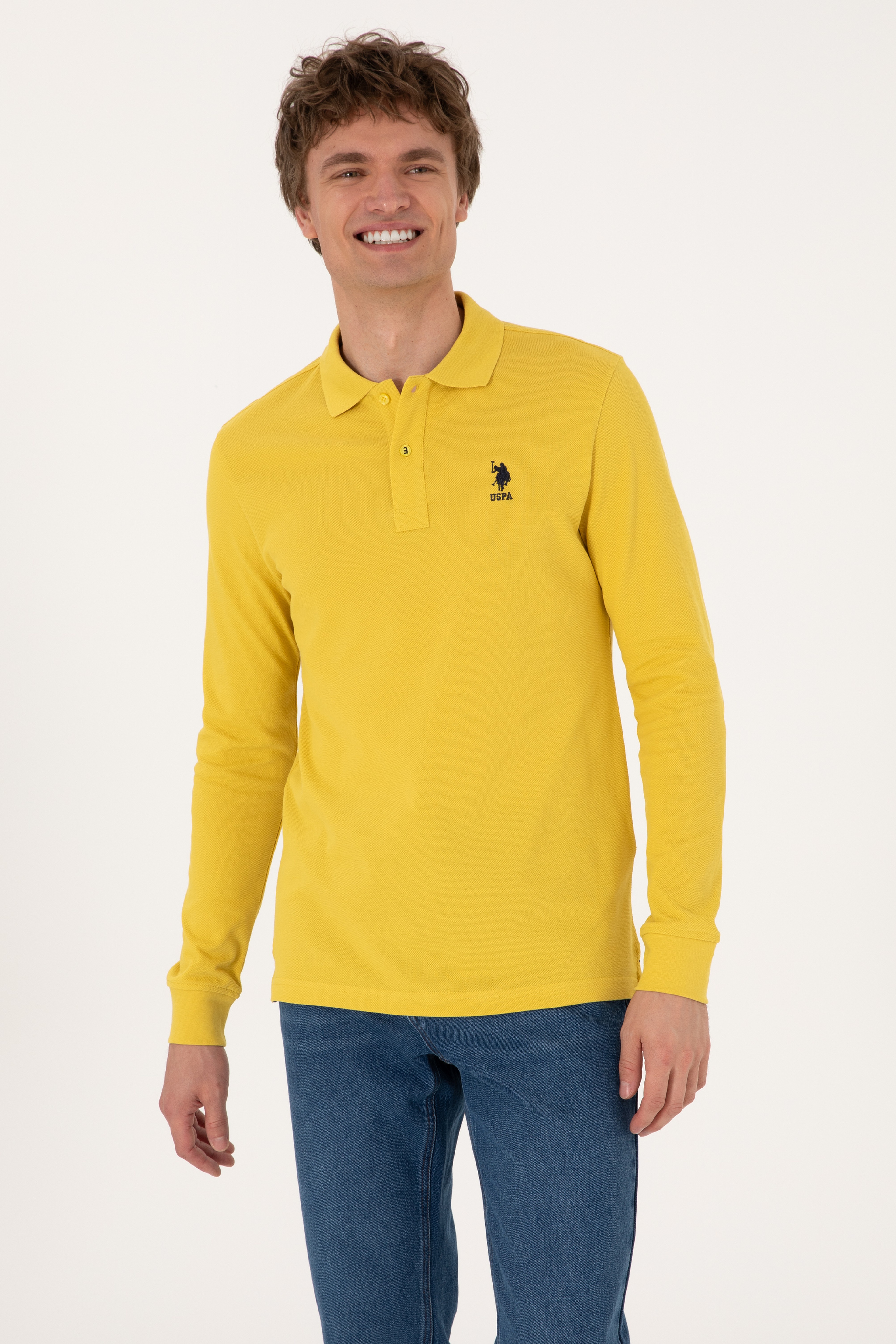Erkek Sarı Basic Sweatshirt - Image 1