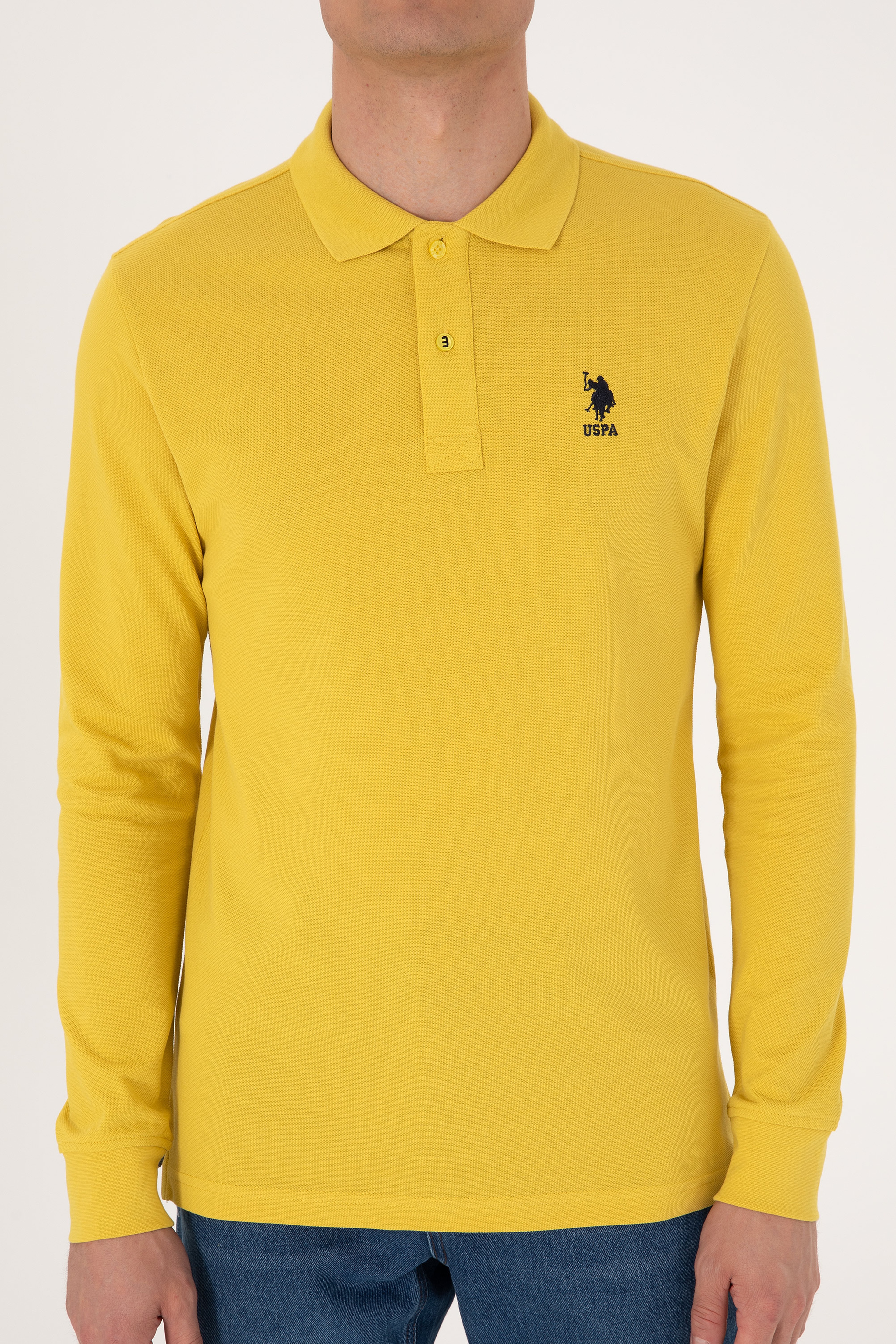 Erkek Sarı Basic Sweatshirt - Image 6