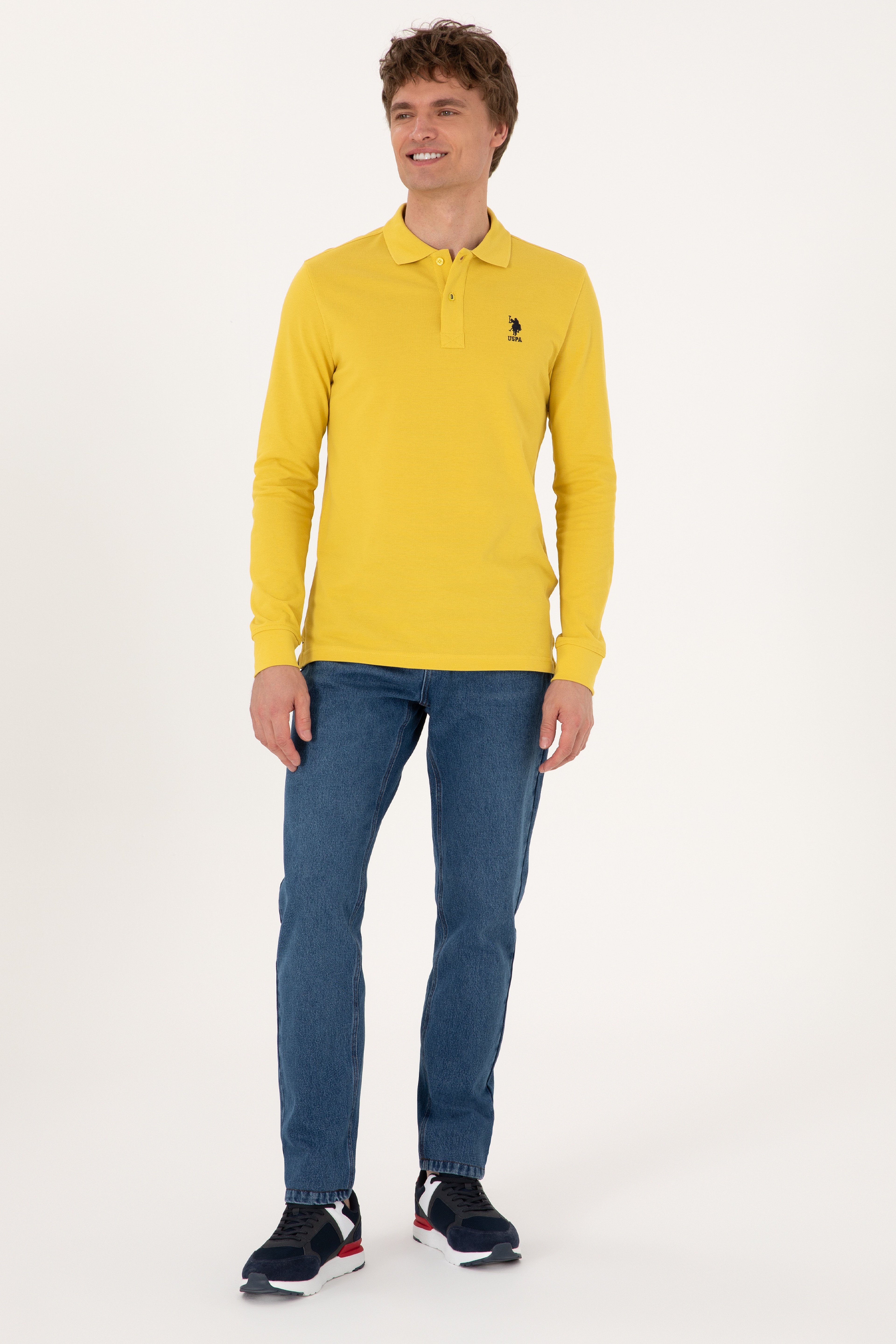 Erkek Sarı Basic Sweatshirt