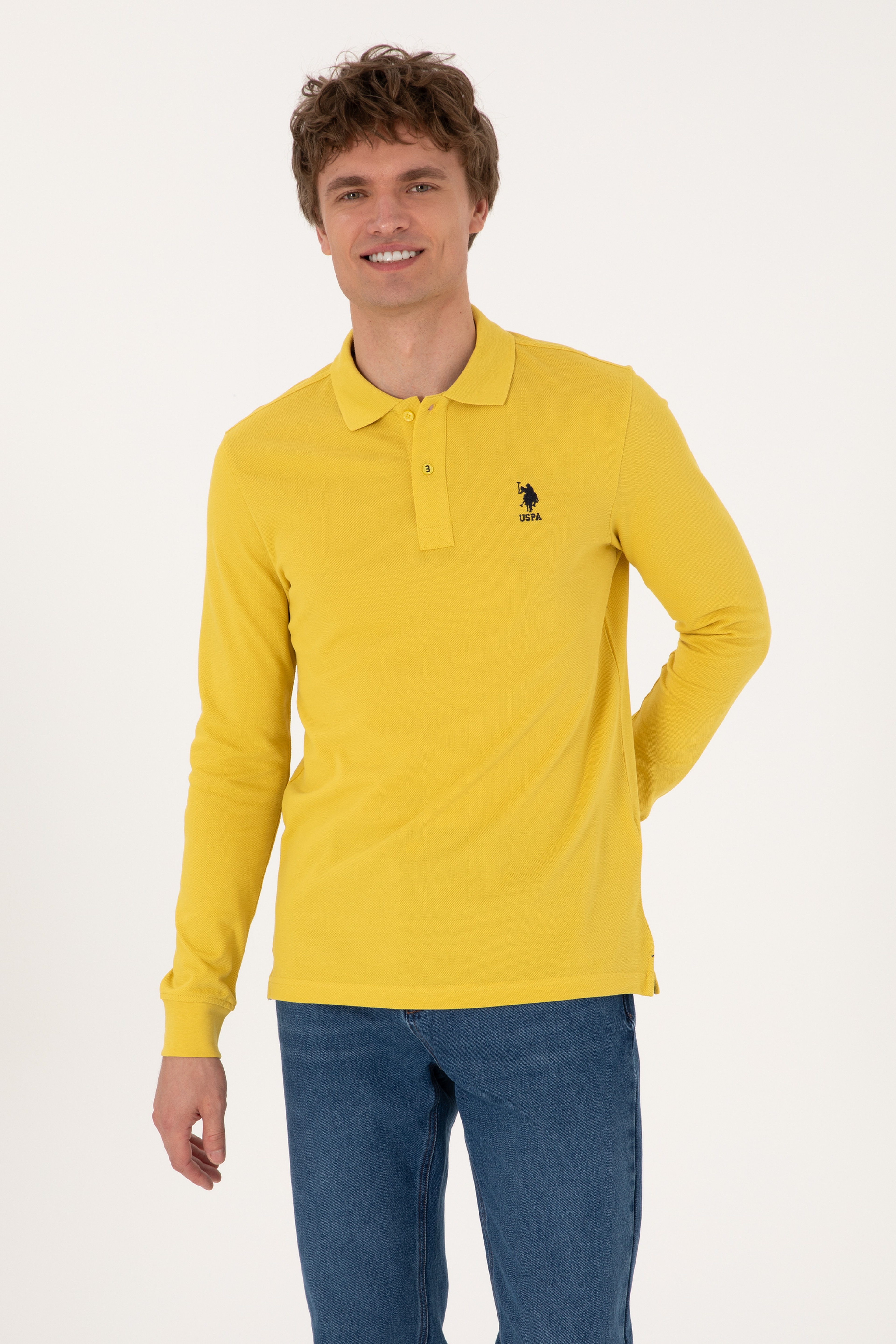 Erkek Sarı Basic Sweatshirt