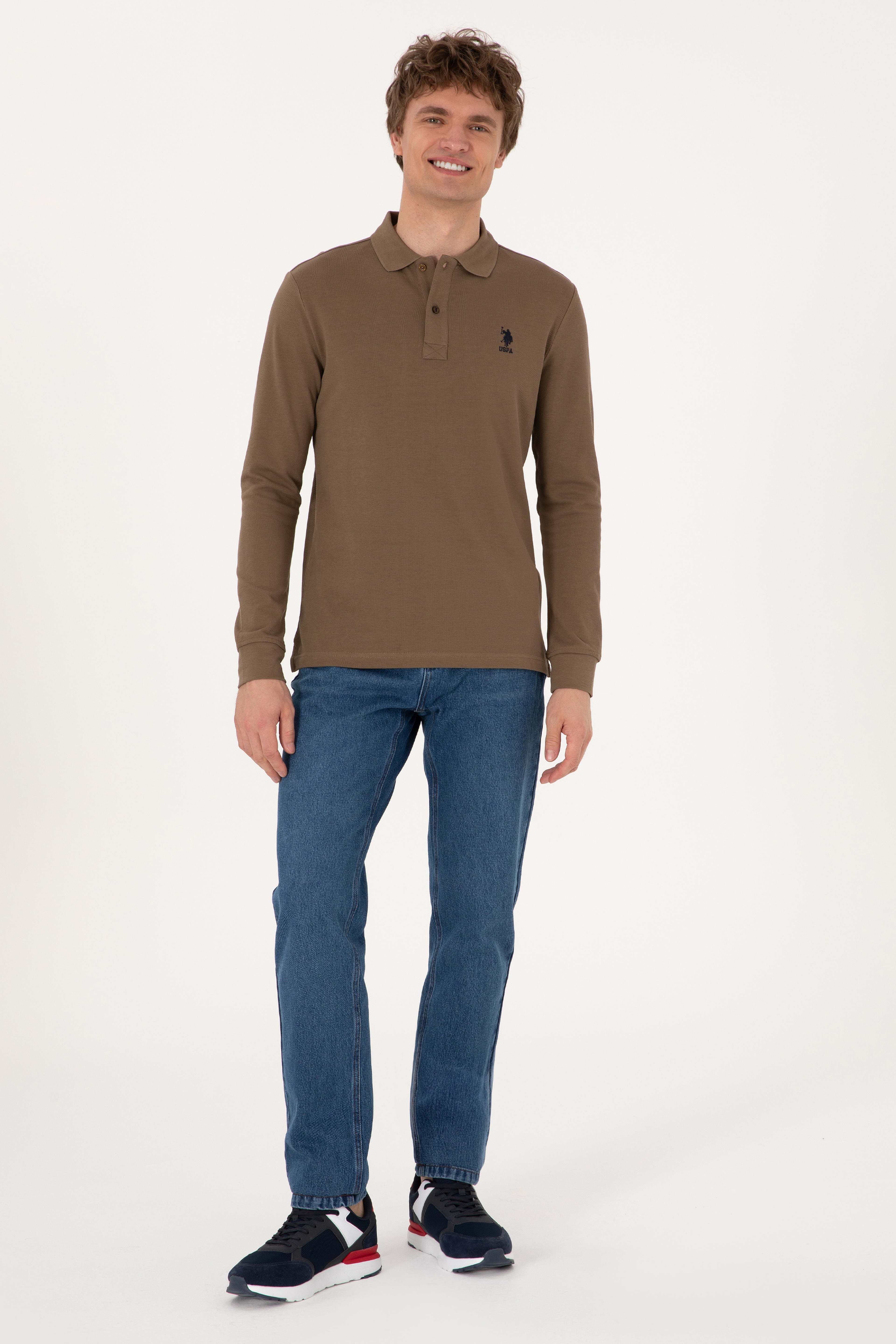 Erkek Haki Basic Sweatshirt - Image 4