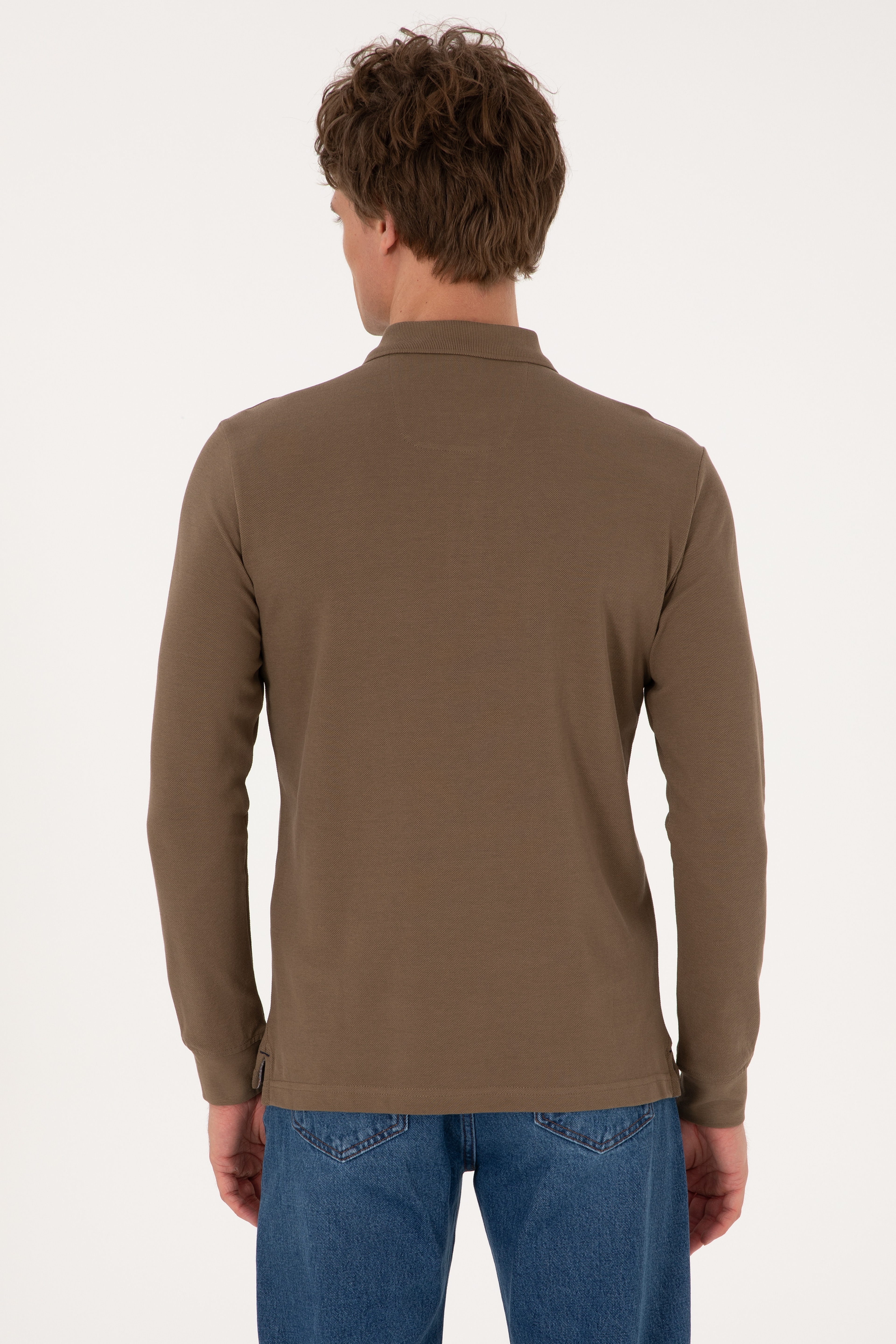 Erkek Haki Basic Sweatshirt - Image 5
