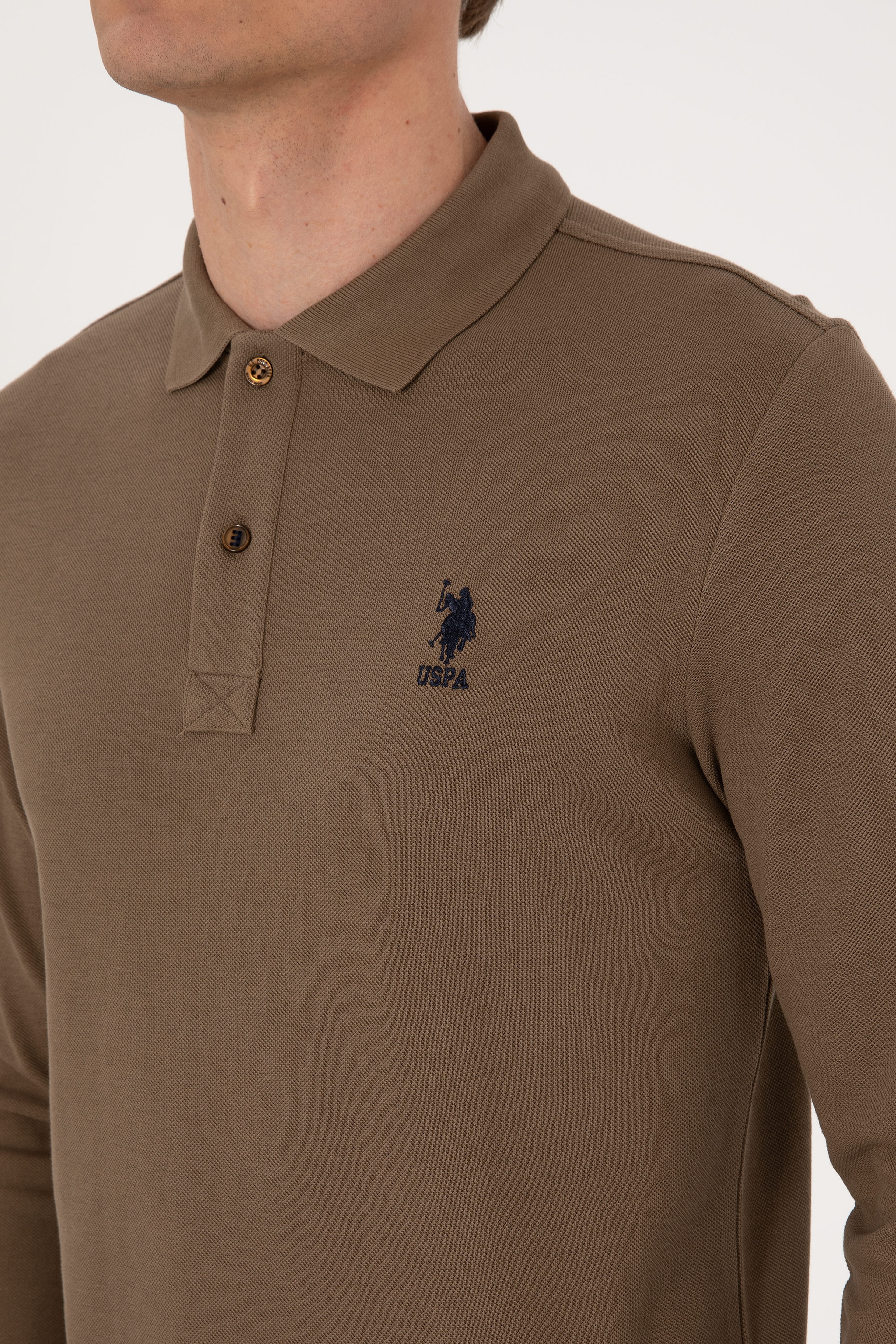 Erkek Haki Basic Sweatshirt - Image 7