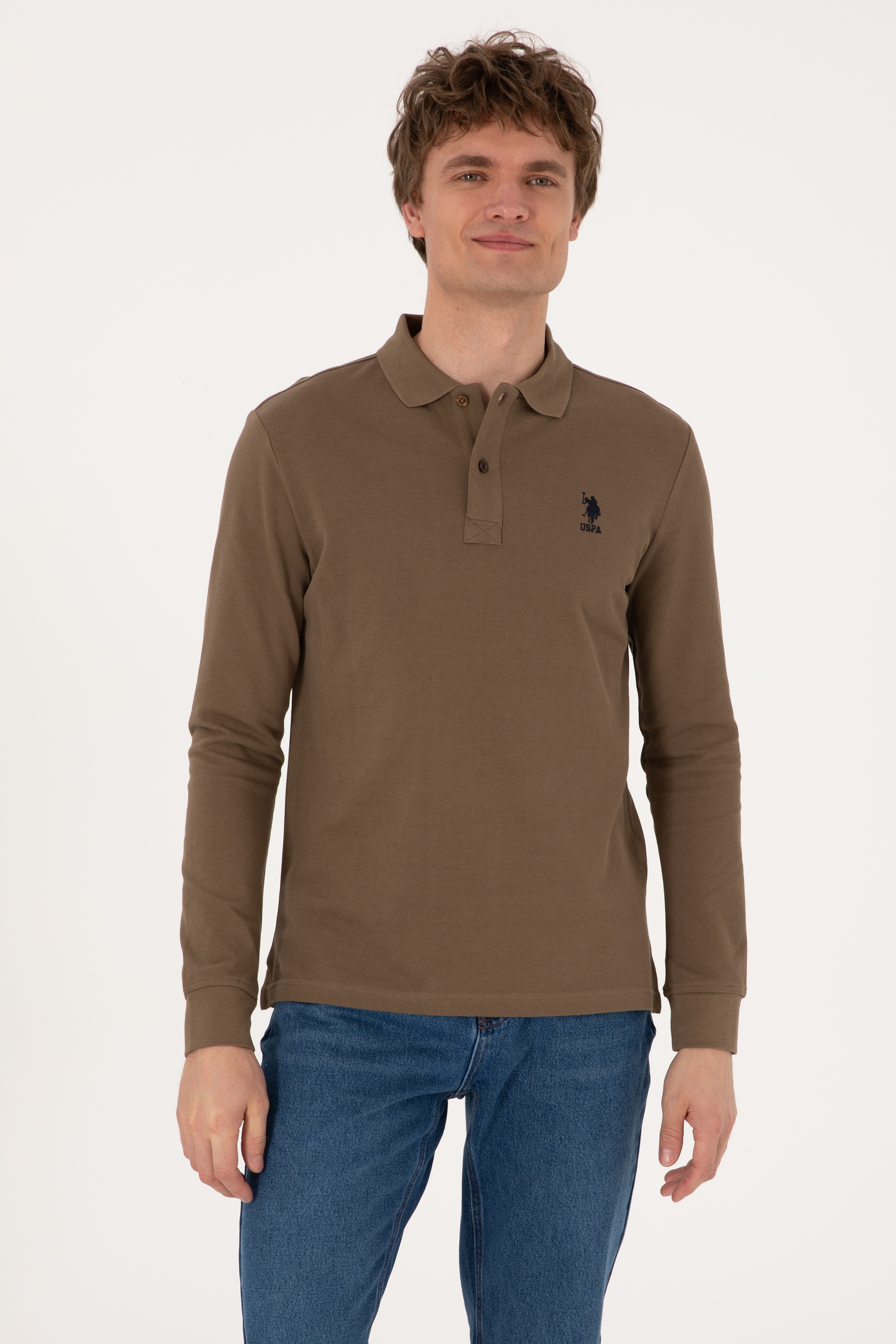 Erkek Haki Basic Sweatshirt - Image 1