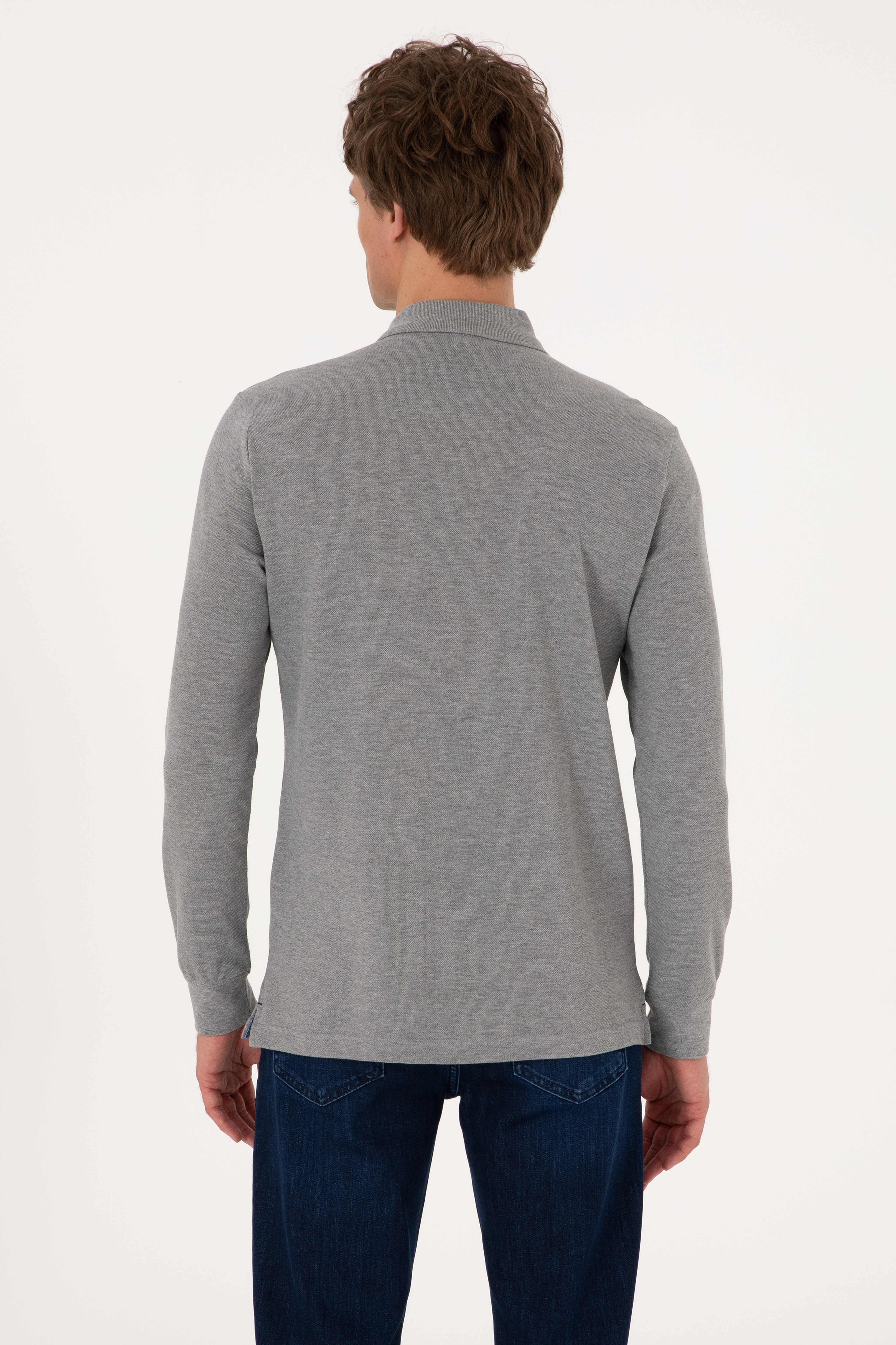 Erkek Gri Melanj Basic Sweatshirt - Image 5
