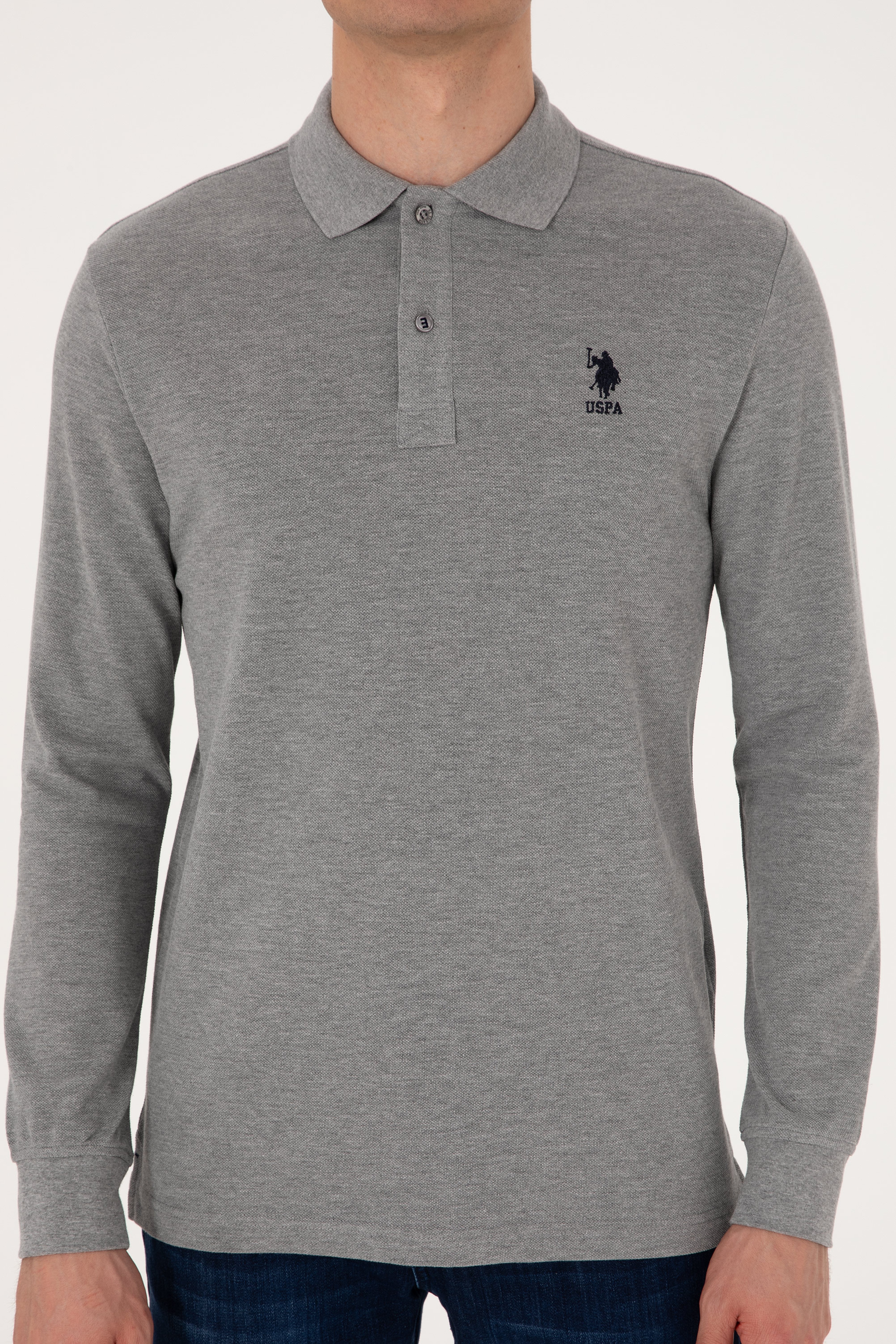 Erkek Gri Melanj Basic Sweatshirt