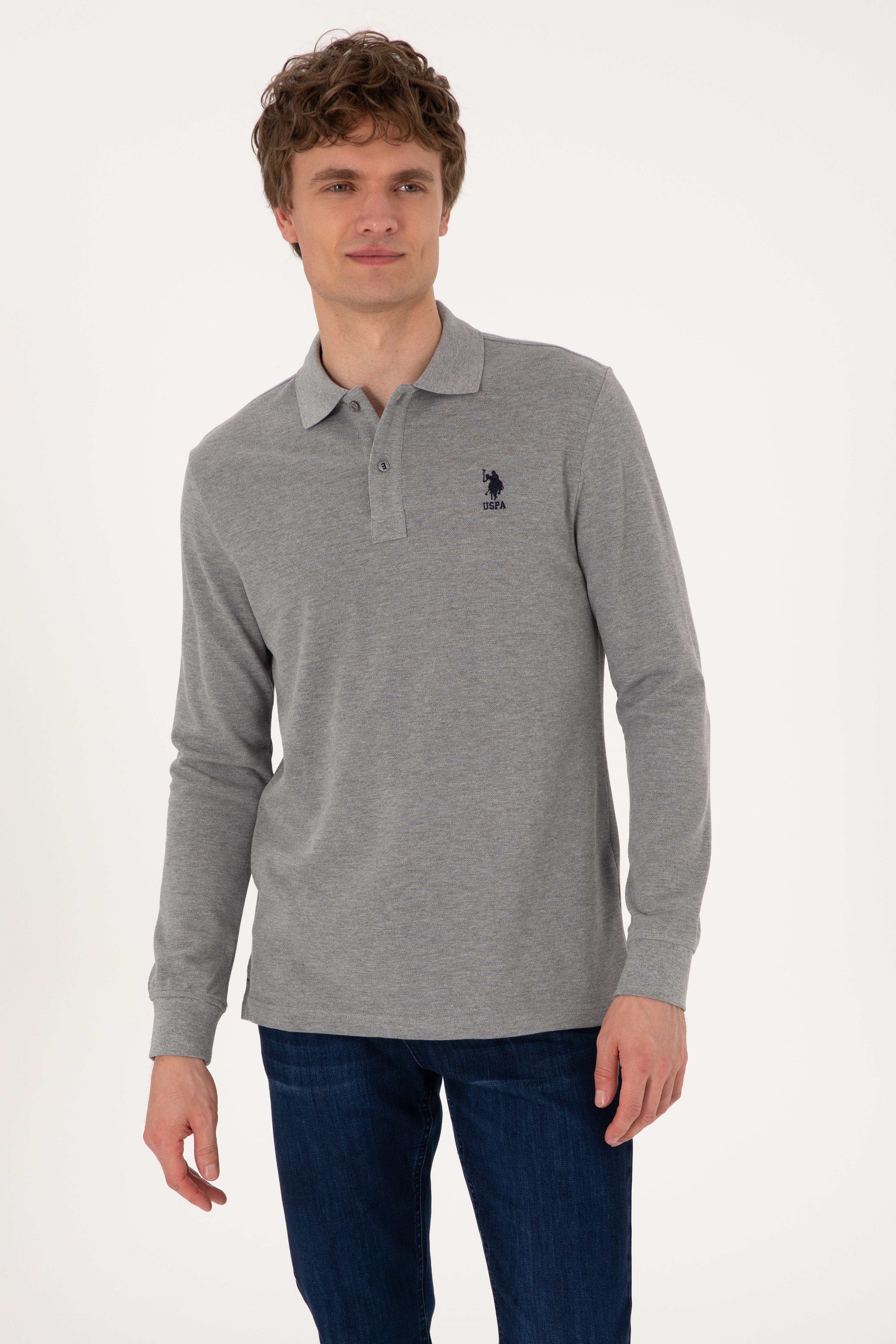 Erkek Gri Melanj Basic Sweatshirt - Image 1