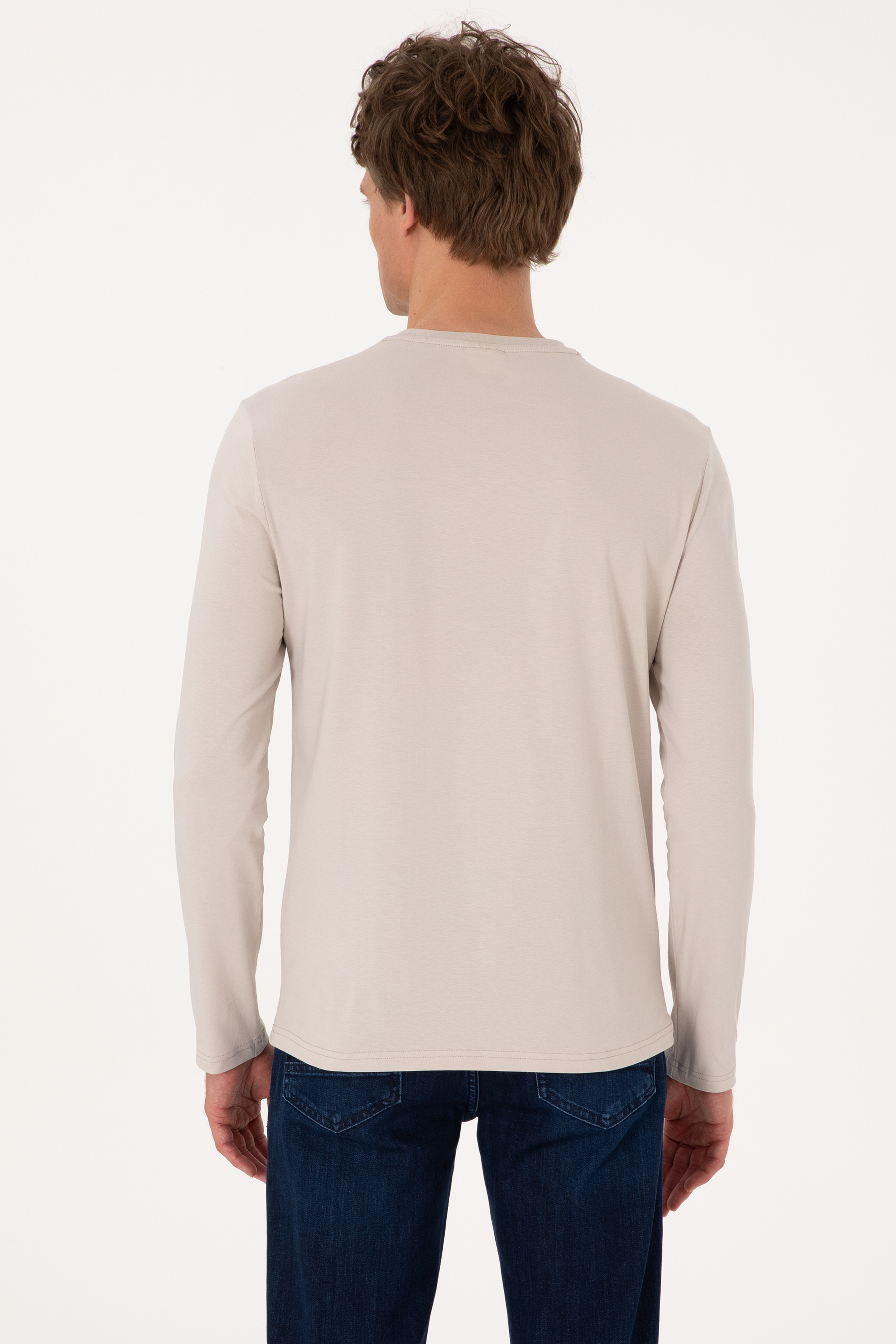 Erkek Taş Basic Sweatshirt - Image 5